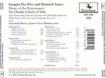 CD Sex Chordae Consort Of Viols: Josquin Des Prez And Heinrich Isaac: Music Of The Renaissance - Sex Chordae Consort Of Viols