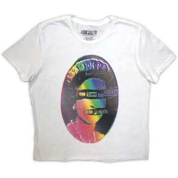 Merch Sex Pistols: Női Crop Top God Save The Queen Rainbow Print