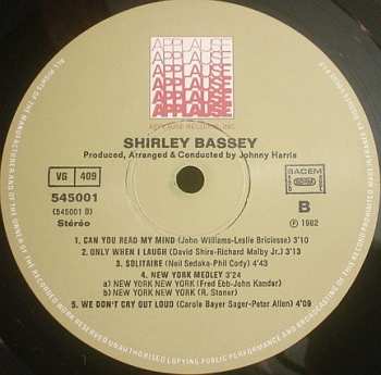 LP Shirley Bassey: All By Myself