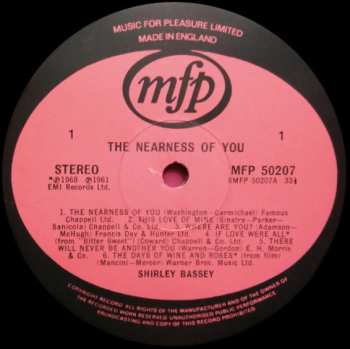 LP Shirley Bassey: The Nearness Of You