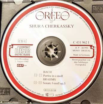 2CD Shura Cherkassky: Bach • Partita E-Moll • Brahms • Sonate Op. 5 • Chopin • Preludes Op.28 • Bennett • 5 Studien • Liszt • Polonaise No. 2