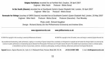 CD Philharmonia Orchestra: Enigma Variations/In The South (Alassio)/Serenade For Strings