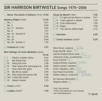 CD Harrison Birtwistle: Songs 1970-2006