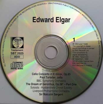 2CD Sir Malcolm Sargent: Edward Elgar - Cello Concerto & The Dream Of Gerontius