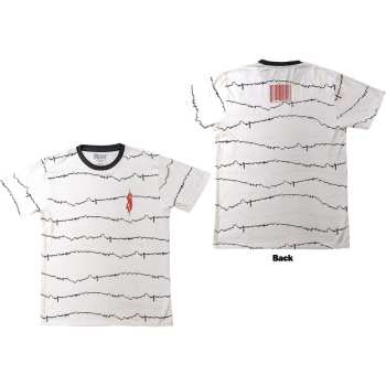Merch Slipknot: Slipknot Unisex Ringer T-shirt: The End, So Far Tribal-s & Barcode (white) (back Print) (small) S