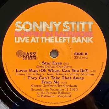 2LP Sonny Stitt: Boppin' In Baltimore: Live At The Left Bank LTD | NUM