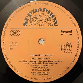 LP Spirituál Kvintet: Saužení Lásky
