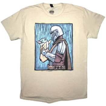Merch Star Wars: Póló The Mandalorian Holding Grogu
