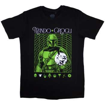 Merch Star Wars: Póló The Mandalorian Mando & Grogu Neon