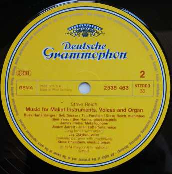LP Steve Reich: Six Pianos / Music For Mallet Instruments, Voices And Organ
