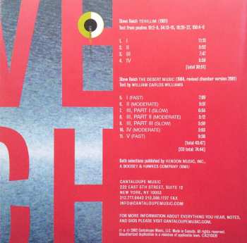 CD Steve Reich: Tehillim / The Desert Music