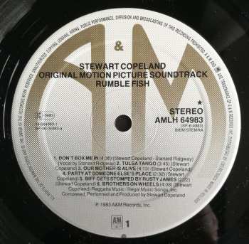 LP Stewart Copeland: Rumble Fish (The Original Motion Picture Soundtrack)