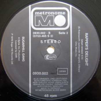 LP Sugarhill Gang: Rapper's Delight