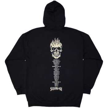Merch Sum 41: Sum 41 Unisex Zipped Hoodie: Tour '24 Pocket Logo & Skull Back (black) (back Print & Ex-tour) (small) S