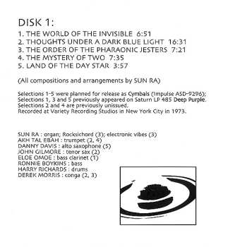 2CD Sun Ra: The Great Lost Sun Ra Albums (Cymbals & Crystal Spears)