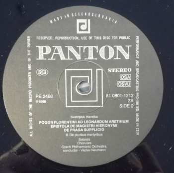 2LP Petr Eben: Poggi Florentini Ad Leonardum Aretinum Epistola De Magistri Hieronymi De Praga Supplicio, Missa Cum Populo