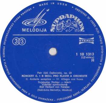 LP Pyotr Ilyich Tchaikovsky: Koncert Pro Klavír A Orchestr Č.1 B Moll Op.23