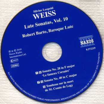 CD Sylvius Leopold Weiss: Lute Sonatas, Volume 10