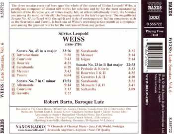 CD Sylvius Leopold Weiss: Lute Sonatas, Volume 6