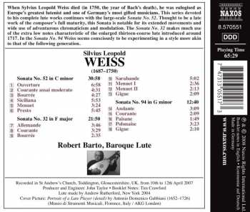 CD Sylvius Leopold Weiss: Lute Sonatas, Volume 9, Nos. 32, 52 and 94