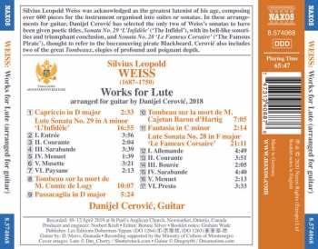 CD Sylvius Leopold Weiss: Works For Lute (Arranged For Guitar)