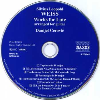 CD Sylvius Leopold Weiss: Works For Lute (Arranged For Guitar)