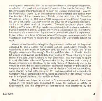 CD Karol Szymanowski: Symphony No. 3 "Song Of The Night" / Symphony No. 4 "Symphonie Concertante" / Concert Overture