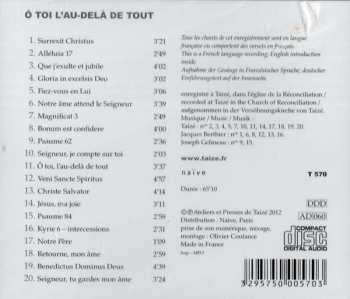 CD Taizé: Ô Toi L'au-delà De Tout