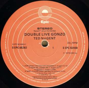 2LP Ted Nugent: Double Live Gonzo!