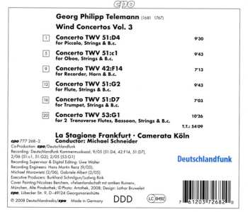 CD Georg Philipp Telemann: Wind Concertos Vol. 3