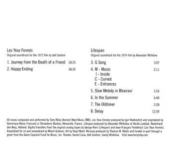 CD Terry Riley: Les Yeux Fermés & Lifespan