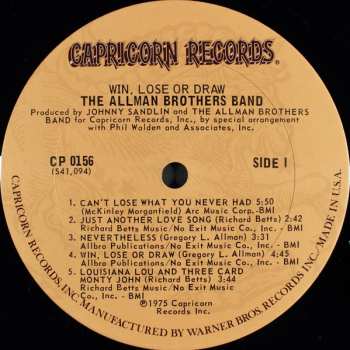 LP The Allman Brothers Band: Win, Lose Or Draw
