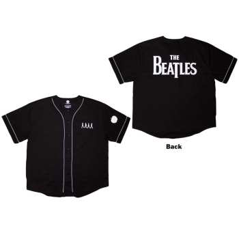 Merch The Beatles: The Beatles Unisex Casual Shirt: Apple Logo / Walking (black) (back & Sleeve Print) (small) S