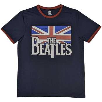 Merch The Beatles: Ringer Póló Drop T Logo The Beatles & Vintage Flag