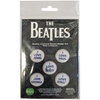 Merch The Beatles: Kitűző készlet I Love The Beatles