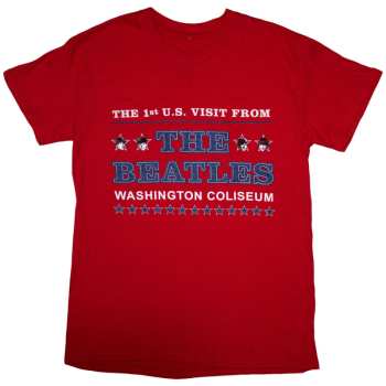 Merch The Beatles: The Beatles Unisex T-shirt: Washington '64 Stars Setlist (red) (back Print) (small) S