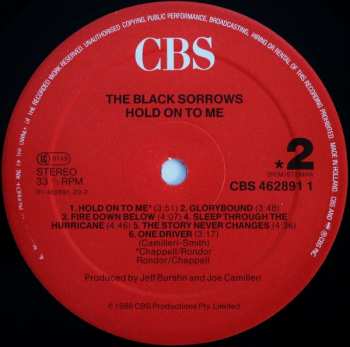 LP The Black Sorrows: Hold On To Me