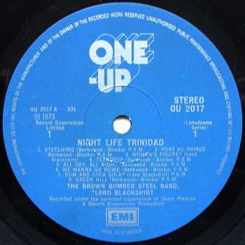 LP The Brown Bomber Steel Band: Night Life Trinidad