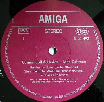 LP The Cannonball Adderley Quintet: Cannonball Adderley - John Coltrane