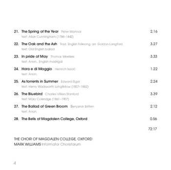 CD Magdalen College Choir Oxford: The Sweet And Merry Month (Music For May Morning)