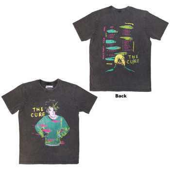 Merch The Cure: The Cure Unisex Stone Wash T-shirt: Beach Party Tour '86 (charcoal Grey) (back Print) (small) S