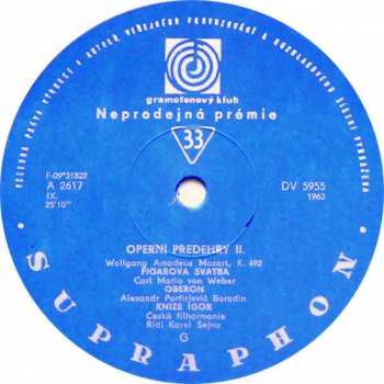 LP The Czech Philharmonic Orchestra: Výběr Světových Operních Předeher
