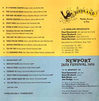 CD The Dave Brubeck Quartet: Birdland 1951-52 / Newport 1955