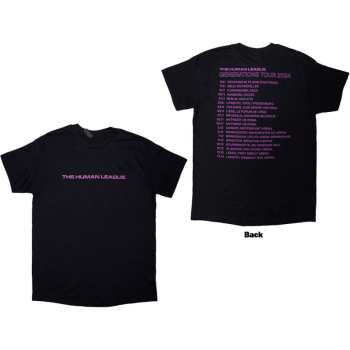 Merch The Human League: The Human League Unisex T-shirt: Generations Tour '24 Text (back Print) (black) (small) S