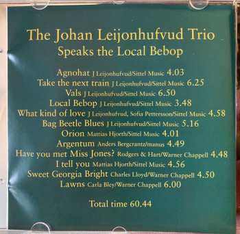 CD The Johan Leijonhufvud Trio: Speaks The Local Bebop