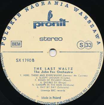 LP John Fox And His Orchestra: The Last Waltz