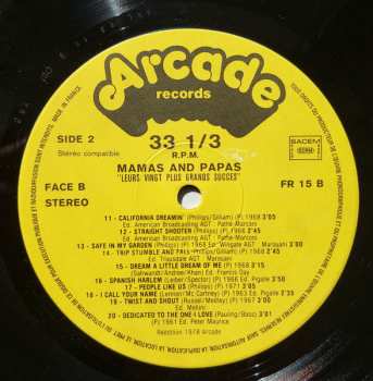 LP The Mamas & The Papas: Leurs 20 Plus Grands Succès