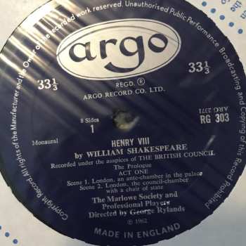 4LP/Dobozkészlet The Marlowe Dramatic Society And Professional Players: Henry VIII