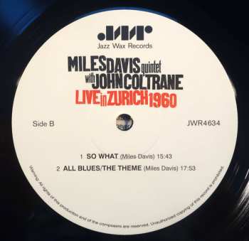 LP The Miles Davis Quintet With John Coltrane: Live In Zürich 1960