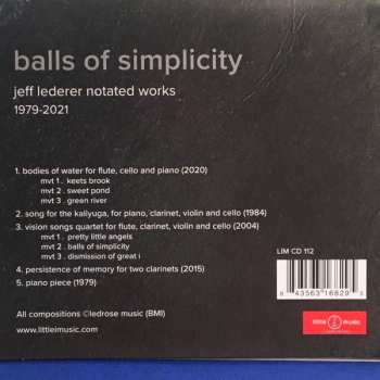 CD The Morningside Tone Collective: Balls Of Simplicity : Jeff Lederer Notated Works 1979-2021